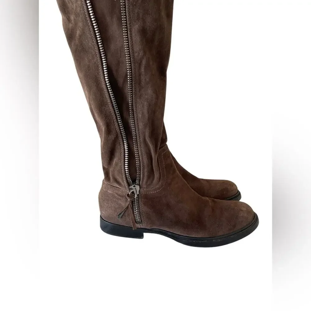 Miu Miu brown suede knee-high riding boots Size:39.5